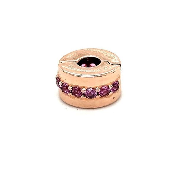 Pandora Rose Gold Pink Cz Clip Charm - Picture 1 of 5